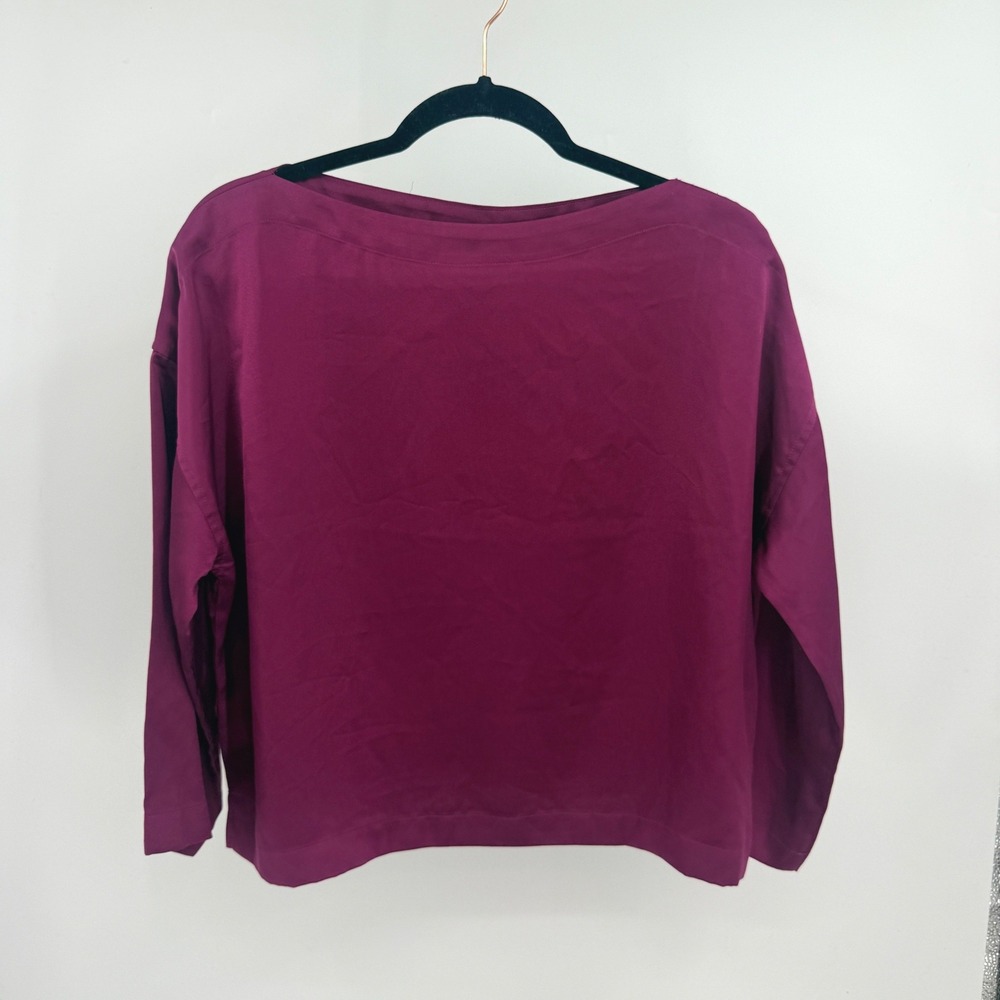 Polo Ralph Lauren Womens Boatneck Blouse Magenta Purple Long Sleeve Top Small